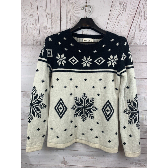 telluride Sweaters - Lambs wool NORDIC SWEATER by TELLURIDE CLOTHING Women's medium cream/black